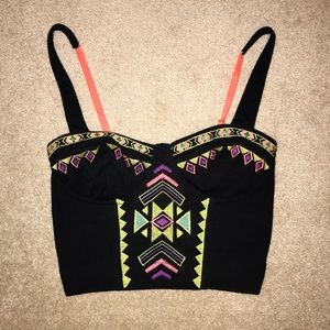 Boho/ Tribal Print Neon Crop Top